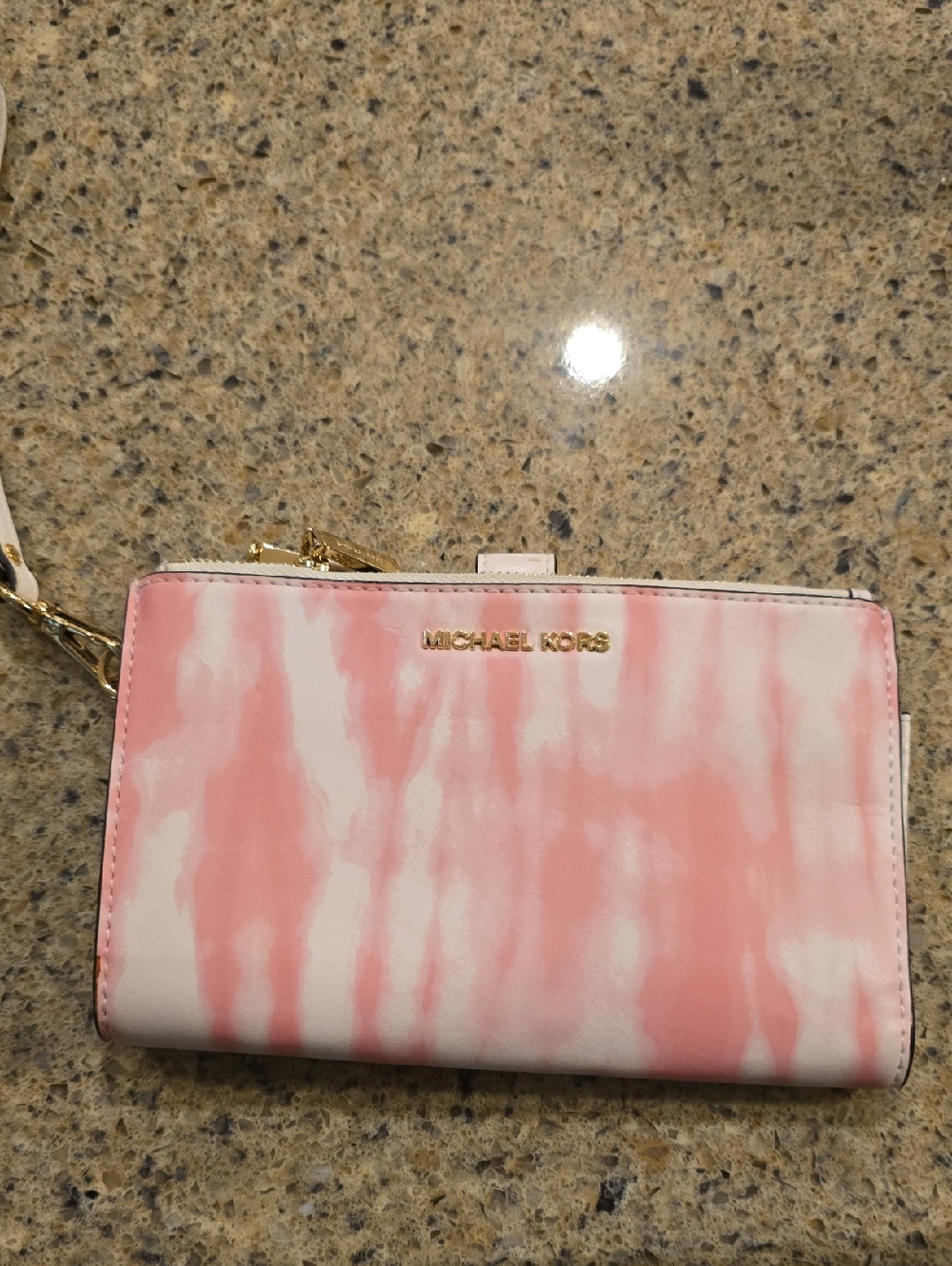 Michael Kors Pink and White Tie-Dye Wristlet